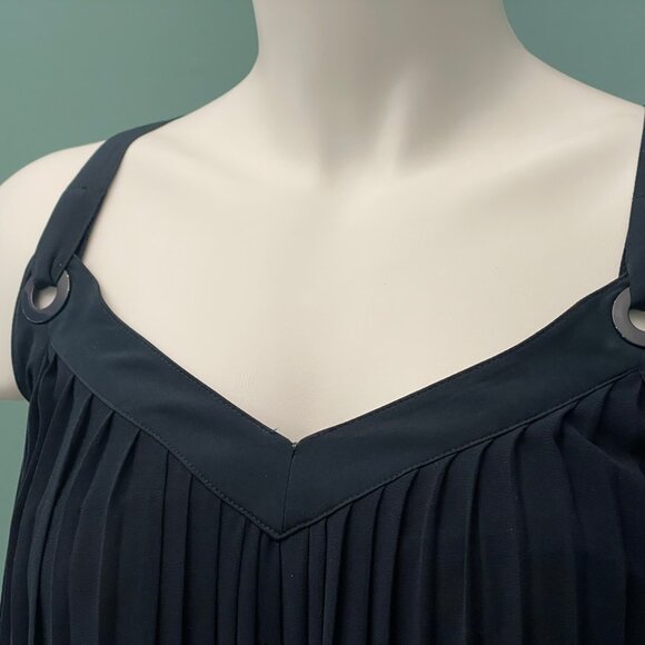 MICHAEL KORS Grommet Pleated Maxi Dress Navy XS - Picture 4 of 4